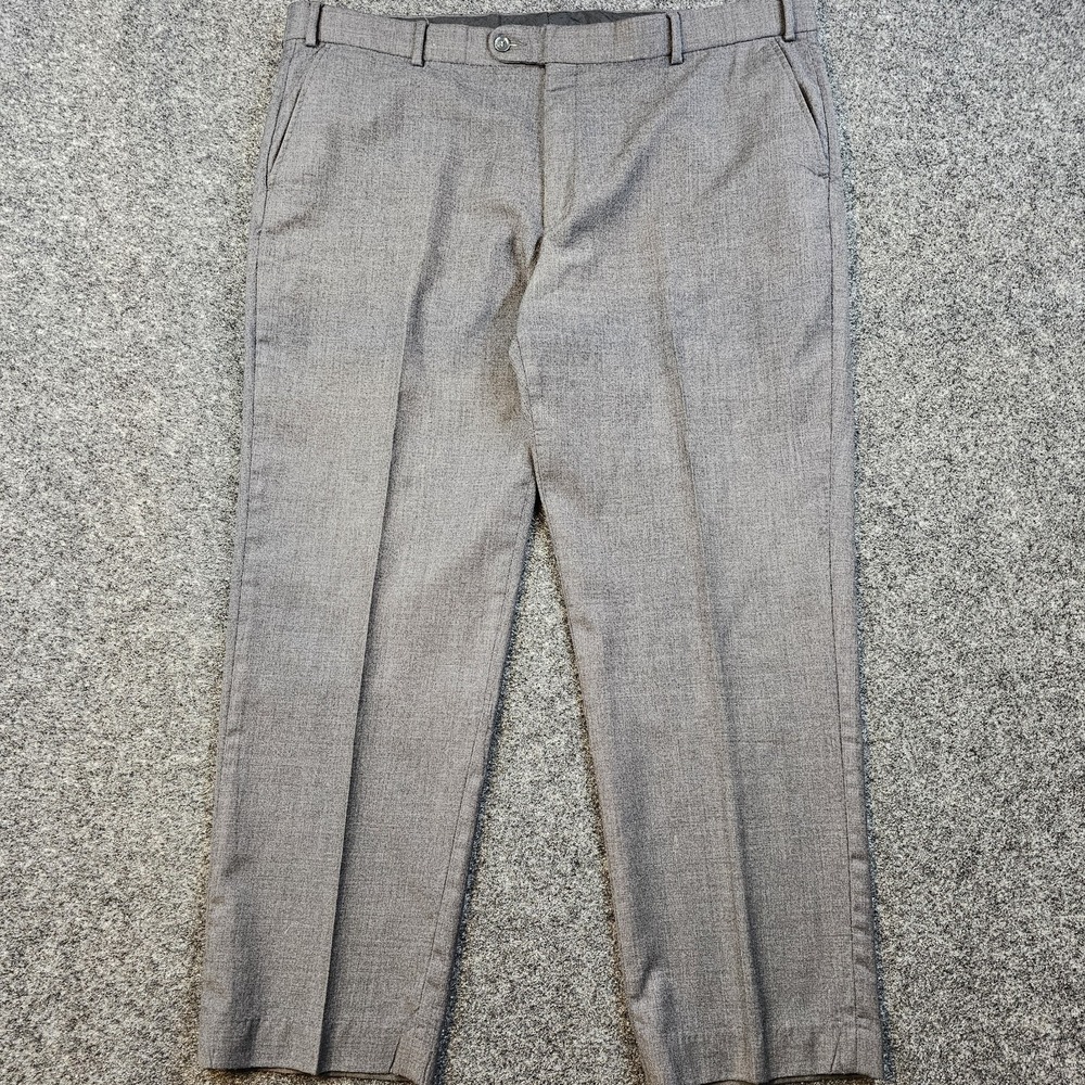 Enro Platinum Wool Dress Pants Mens 40x30 Gray Flat Front Career Office Trousers